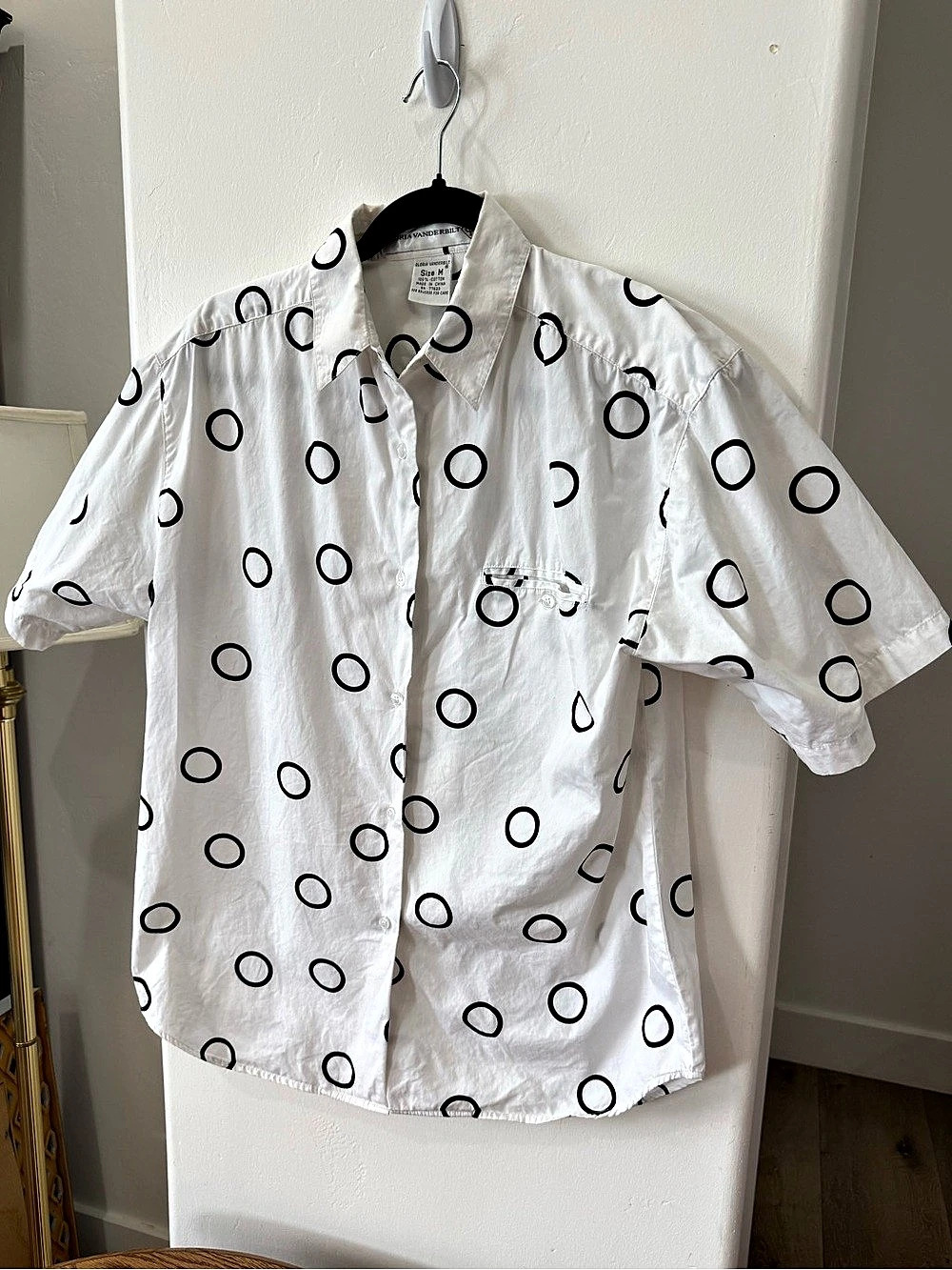 Gloria Vanderbilt Cotton Polka Dot Button-Up Shirt Size Medium